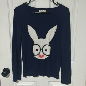 Pink Rose Dark Blue “Bunny” Sweater